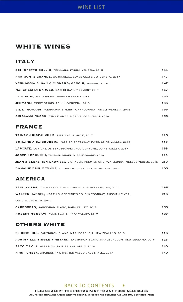 Lavo Wine List