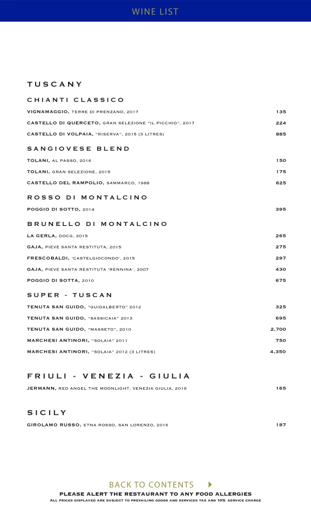 Menu Lavo Singapore