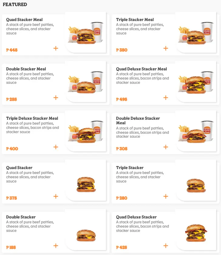 Burger King Menu