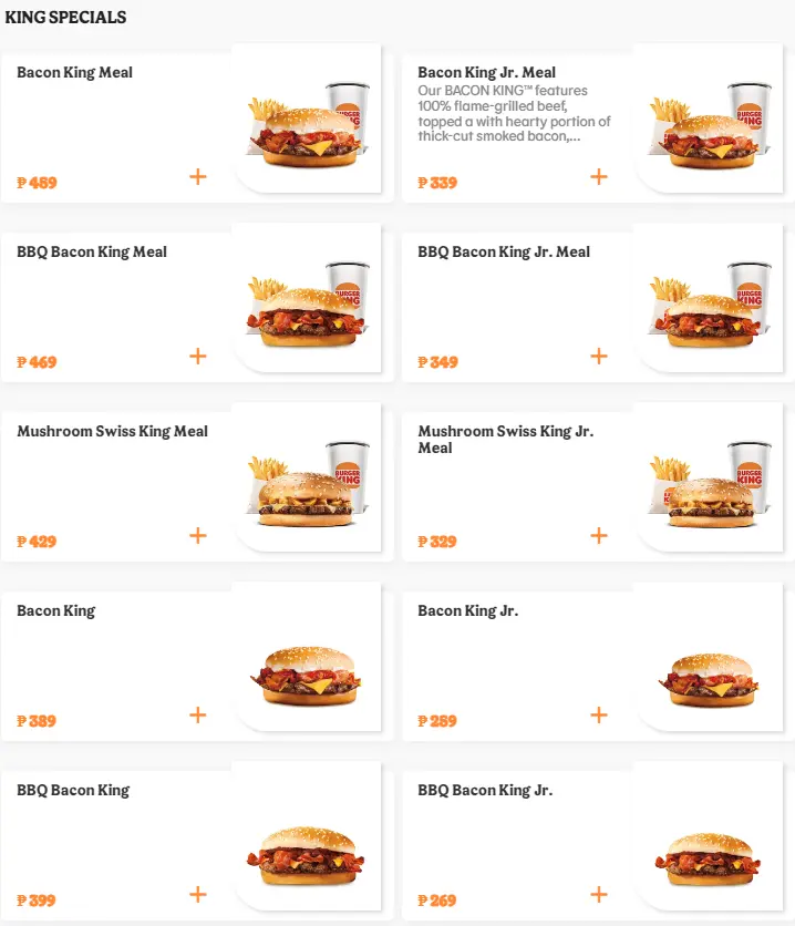 Burger King Menu Specials