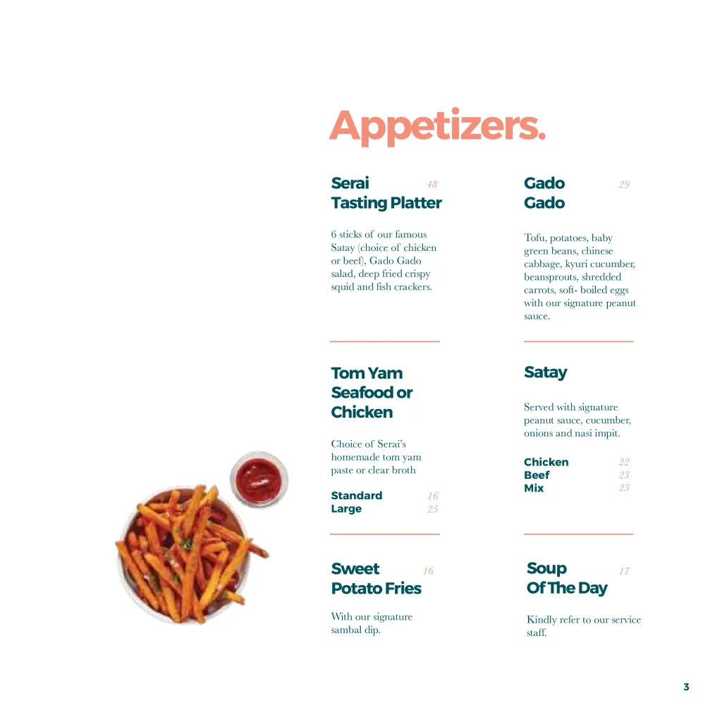 Serai Starters Prices
