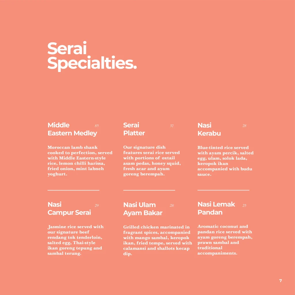 Serai Specialties Prices