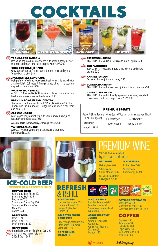 Chili's Menu Beverages