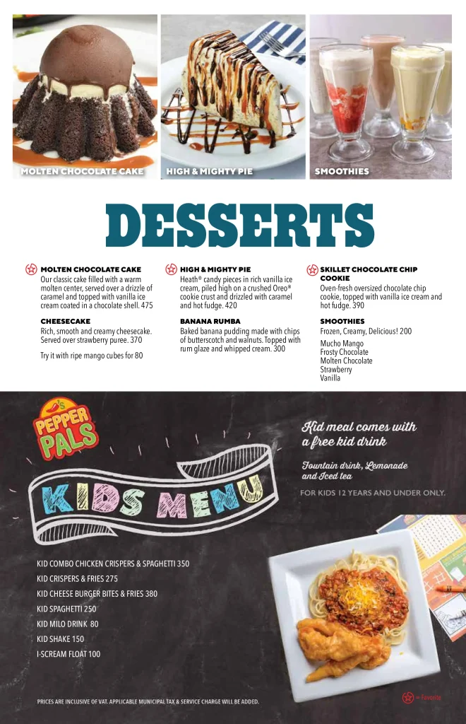 Chili's Sweets Prices