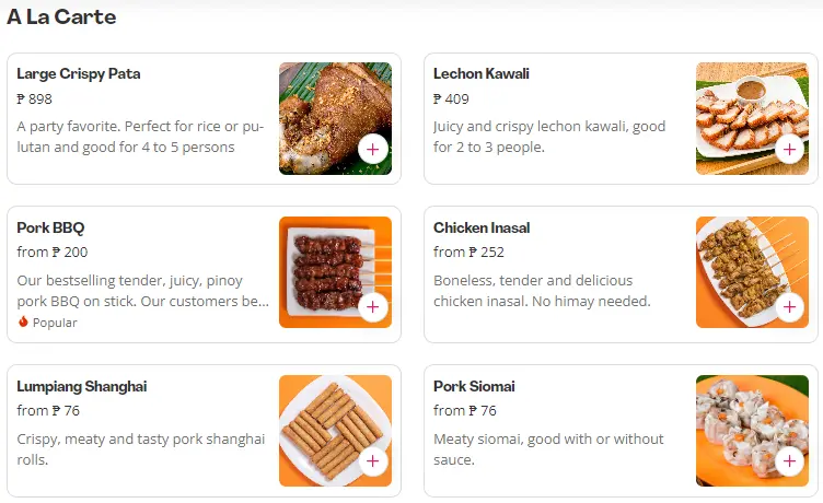 Taste of Joy Menu