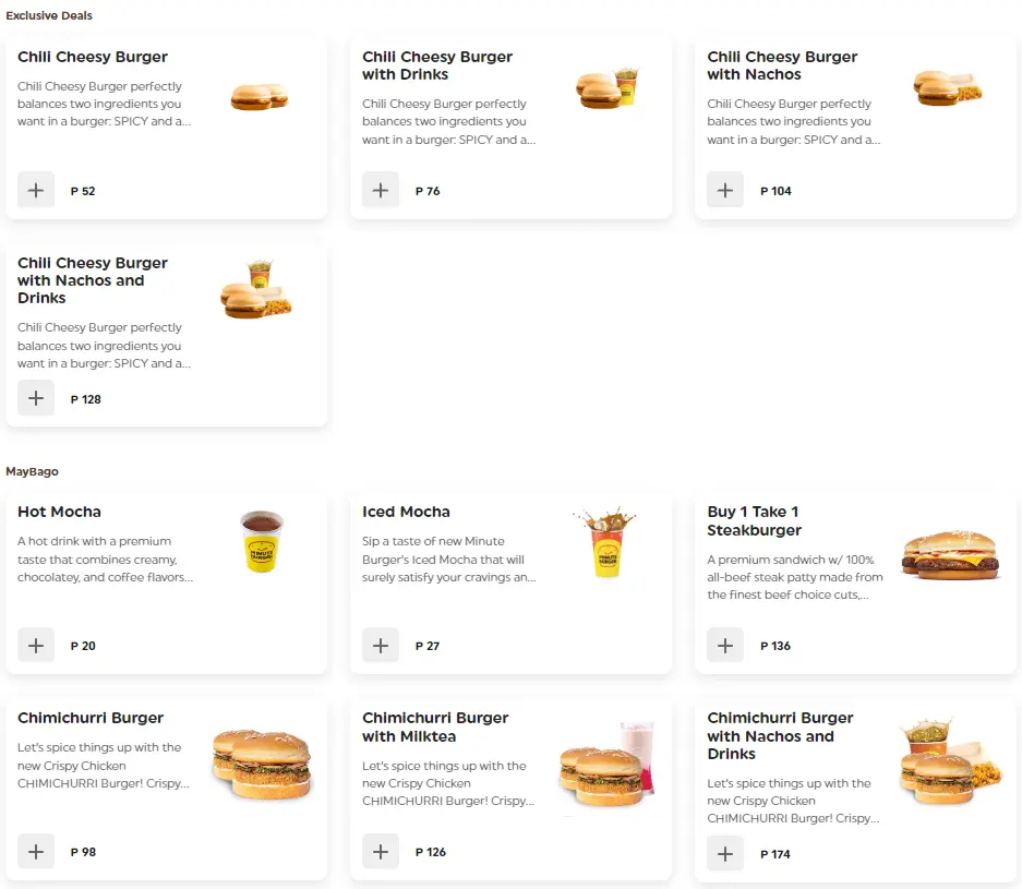 Minute Burger Menu