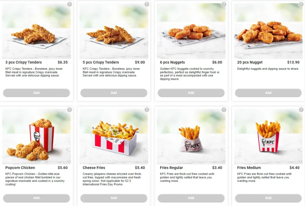 KFC Side Items & Snaclks
