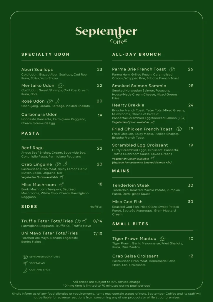 September Coffee Menu